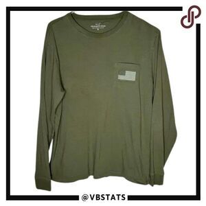 Vineyard Vines Army Green American Flag Long‎ Sleeve Tee in Size Medium